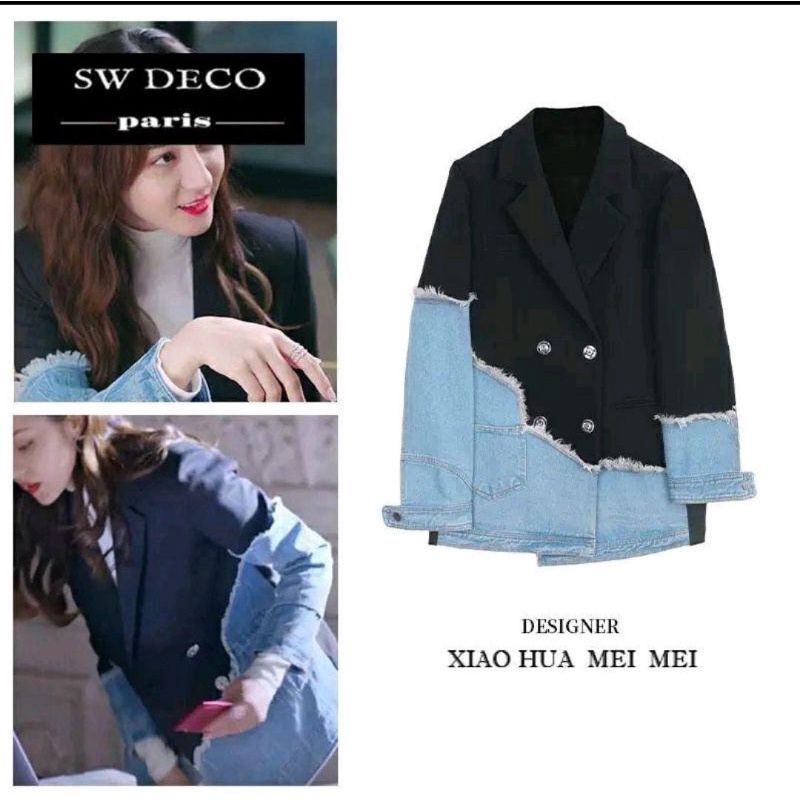 Blazer jeans mix katun premium import