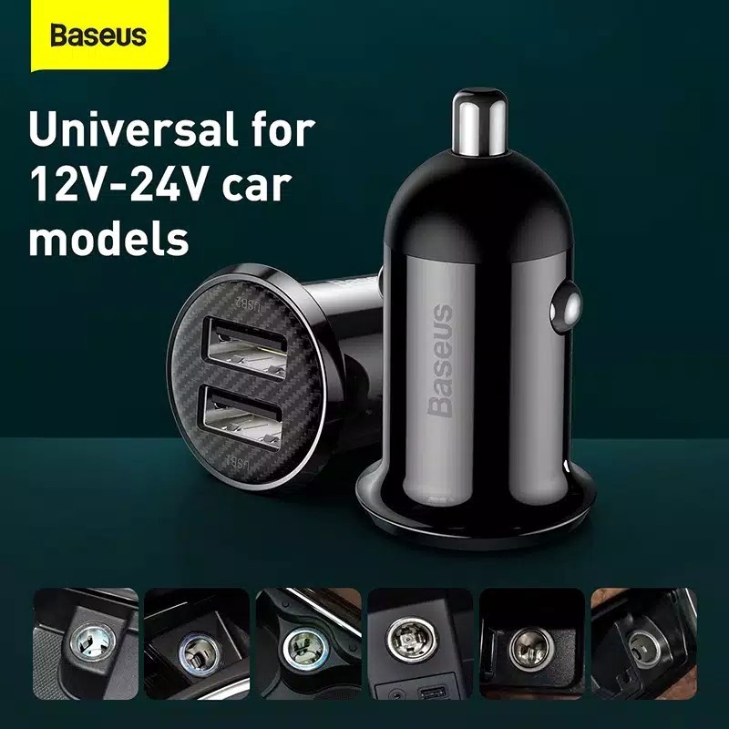Baseus Original Car Charger GRAIN PRO 2 Dual USB Port Ouput 4.8A Adapter Saver Casan Mobil Adaptor Ori