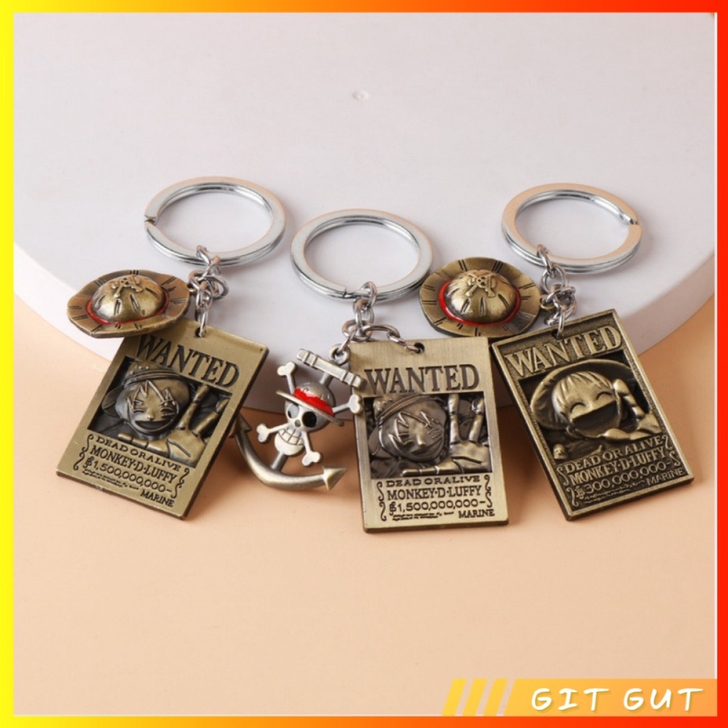 Keychain Gantungan Kunci One Piece Luffy Wanted Poster