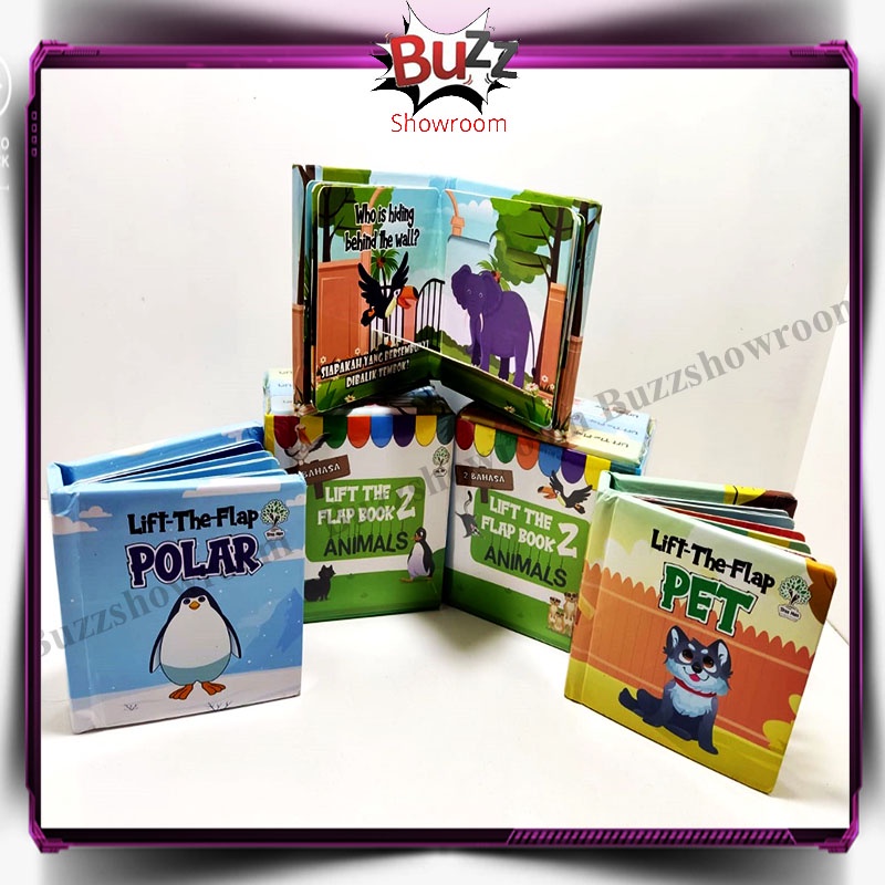 Flip the flap book BUKU EDUKASI ANAK BELAJAR ANAK 2 bahasa 3 IN 1