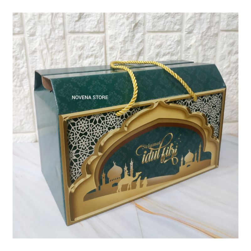 

PAPERBAG BOX KOTAK DUS KUE HAMPERS LEBARAN IDUL FITRI 4 TOPLES BULAT 500G