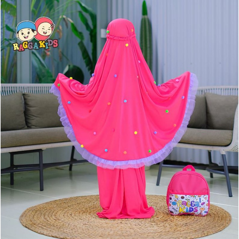 Mukena Anak Mukena Bayi Branded Nyaman Lucu Rukuh Pompom Raggakids Gratis Tas Sajadah 1-12 tahun
