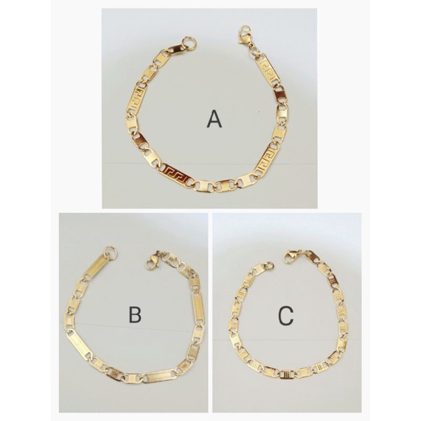 RL04. Gelang tangan Titanium dewasa lapis emas 18cm