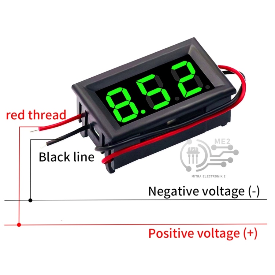 Voltmeter Digital Display DC 12v 2 kabel 4,5v-30volt