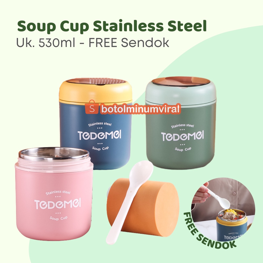 Tempat Sup Anti Tumpah Tahan Panas Stainless Steel Premium Soup Bowl