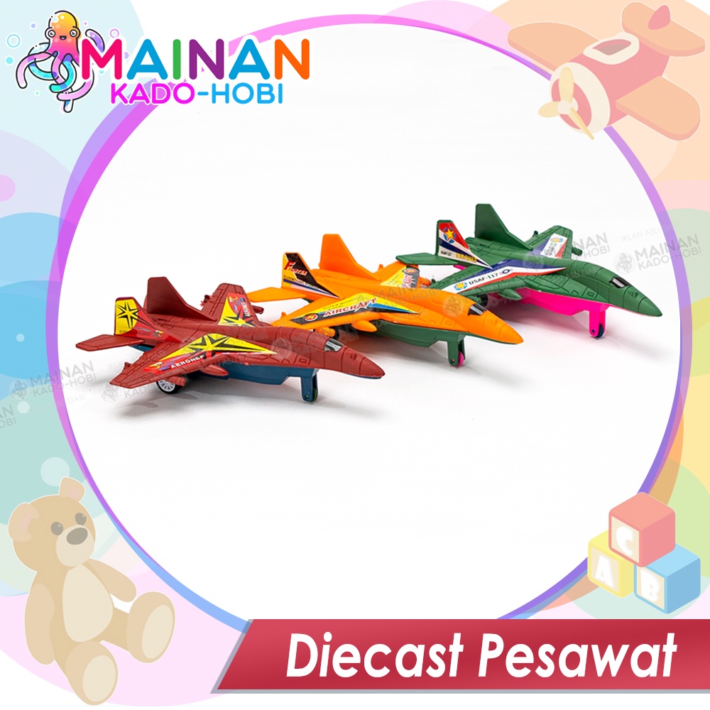 KADO KOLEKSI MAINAN ANAK LAKI MINIATUR DIECAST PESAWAT JET ARMY TEMPUR