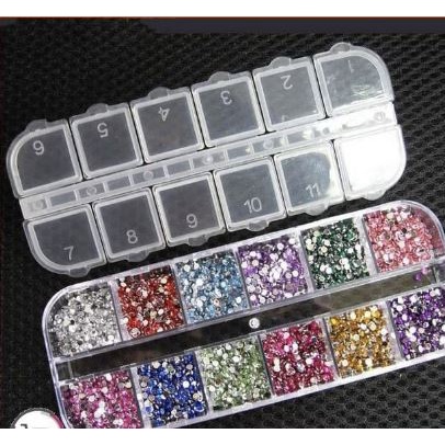 Hiasan Kuku Manik Kuku Rhinestones nail Art box mix color best seller