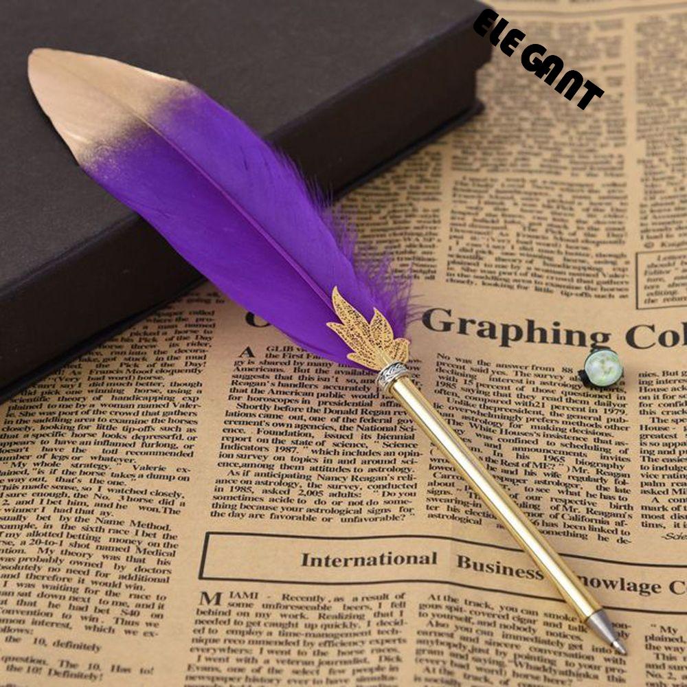 ELEGANT Fashion Writing Pen Creative Feather Decor Ballpoint Pen Gift Writing Supplies Office Supplies Student Stationery Feather Ballpoint Business 0.5mm