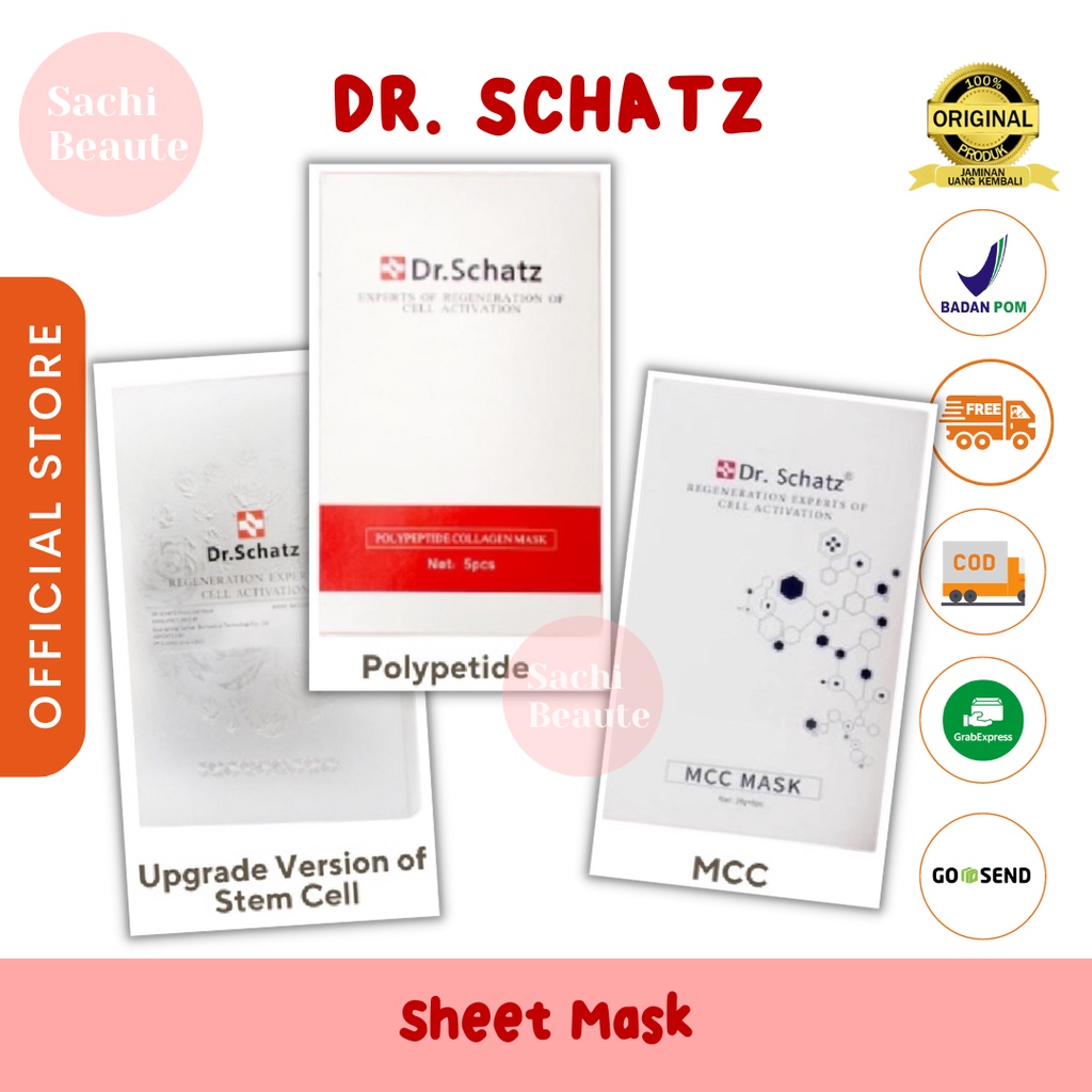 DR SCHATZ SCHAT SCHATS MCC Masker Wajah BPOM Original Mask | Polypeptide Collagen Mask | Stem Cell Mask 1EA / Box Eceran Pcs