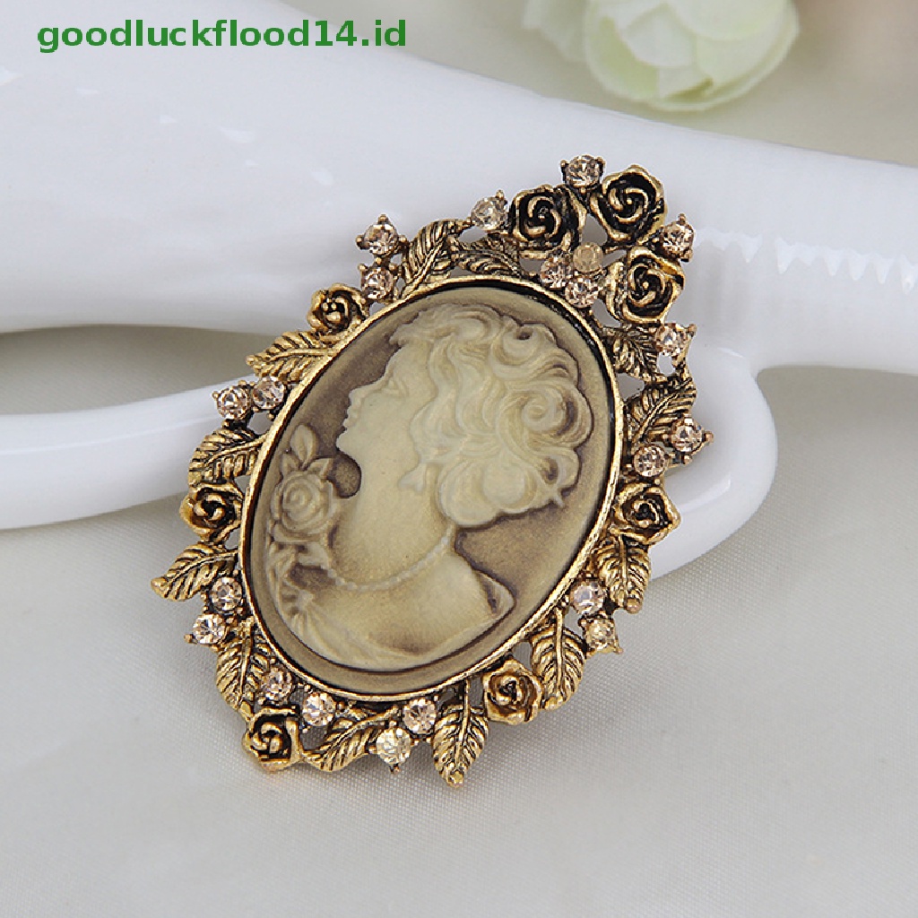 [GOOGFOUR] 1x Vintage Cameo Victoria Gaya Kristal Pesta Pernikahan Wanita Liontin Bros Pin [TOP]