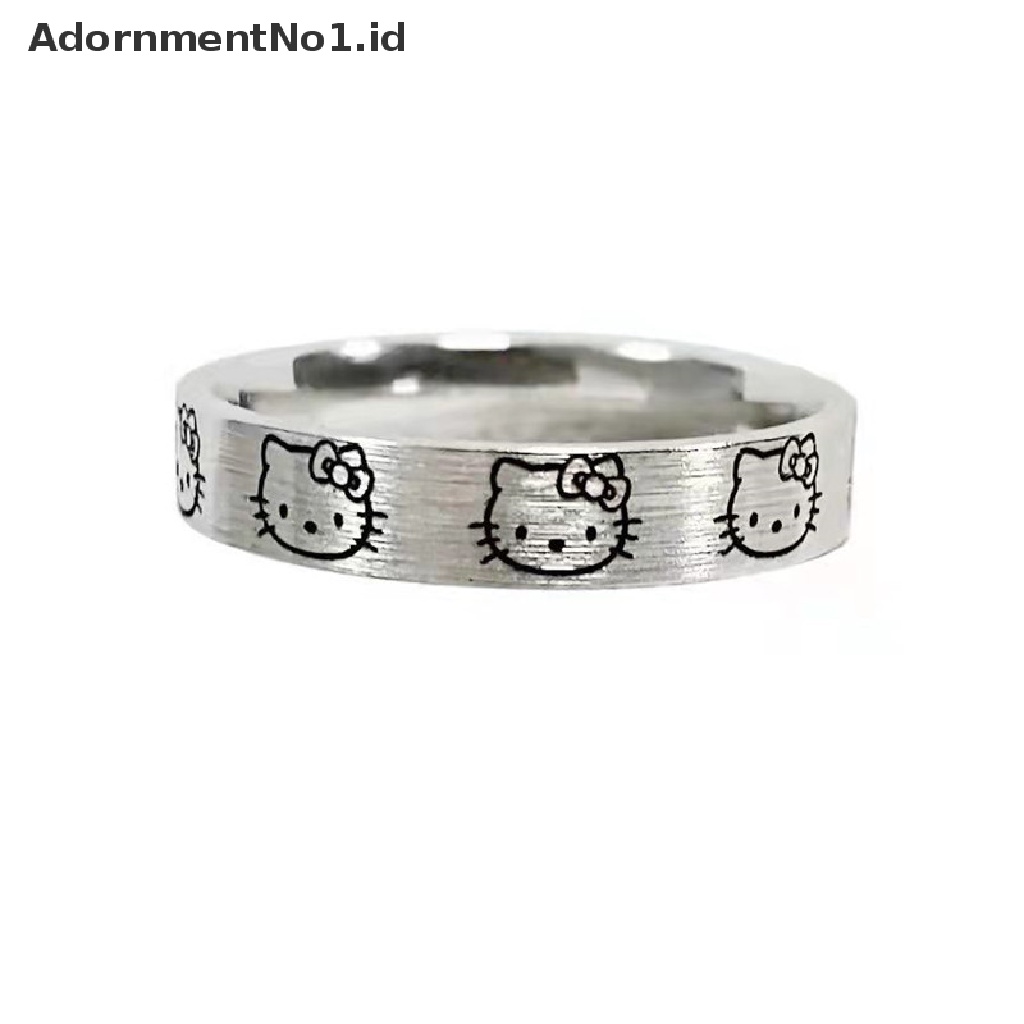 [AdornmentNo1] Hellokittys Kuromi Kawaii Cincin Pasangan Mental Berlapis Tembaga Putih Hadiah Yang Dapat Disesuaikan [ID]