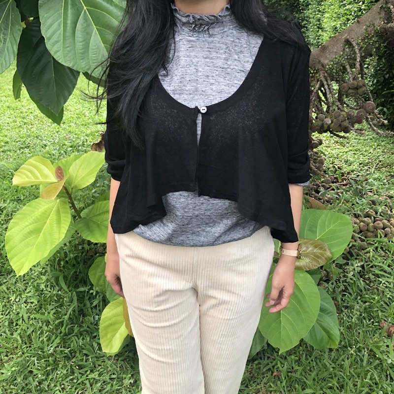 Cardi Pendek Arang - Outer Wanita Bolero Hitam Polos