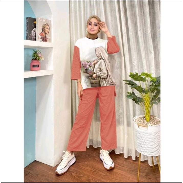 Setelan Baju Cringkle Airflow Terbaru // One Set Wanita Kekinian // Setcel Sablon Bahan Cringkle