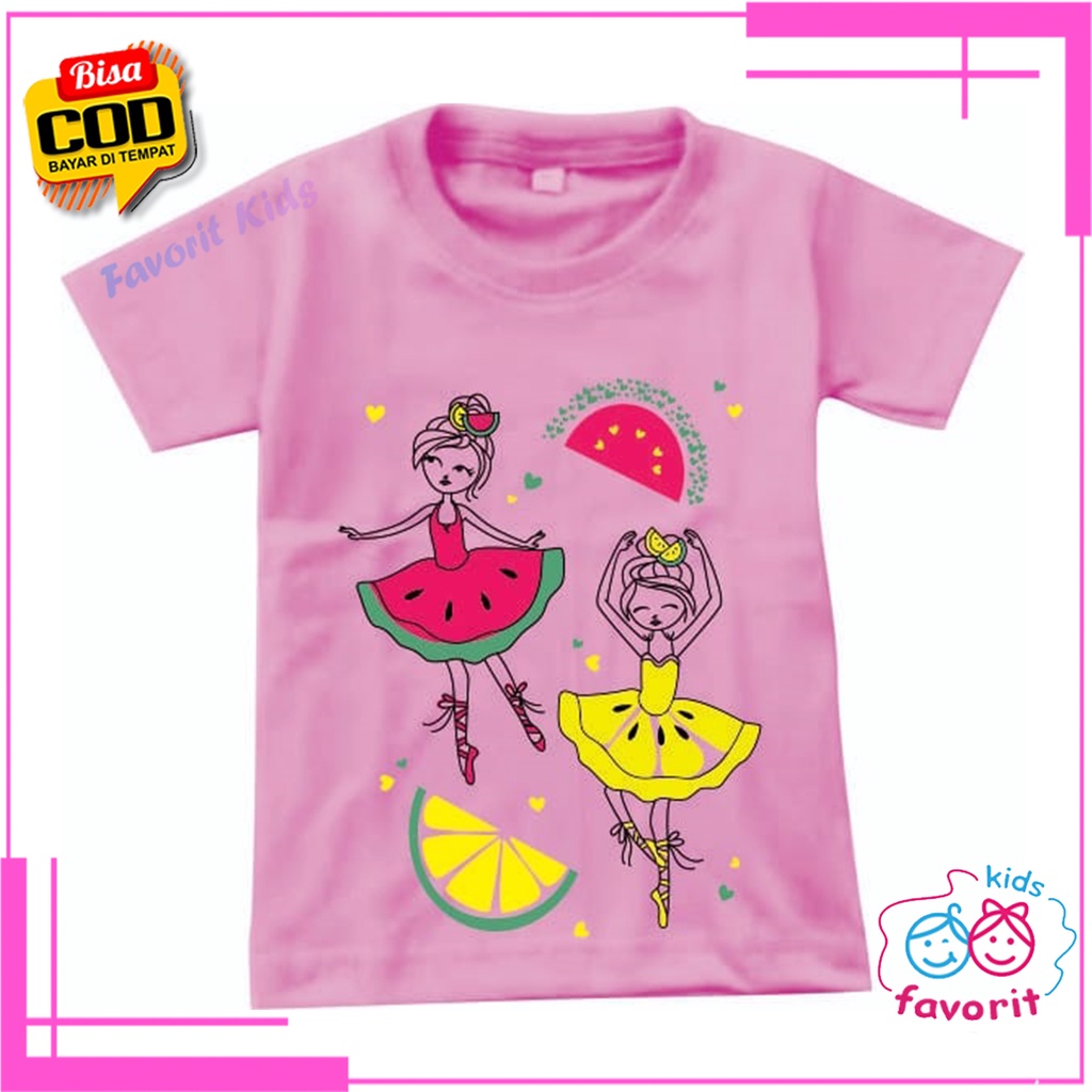 Favorit kids Baju kaos anak perempuan lengan pendek | kaos atasan anak perempuan usia 1-10 Tahun