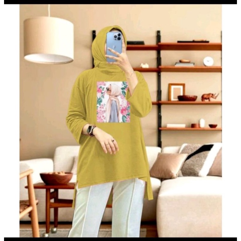 Atasan Basic Wanita Oversize  Hijab Bunga