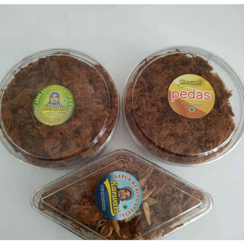 

Abon ayam Karwati / Original/ Pedas/ Gepuk berat 160 gr