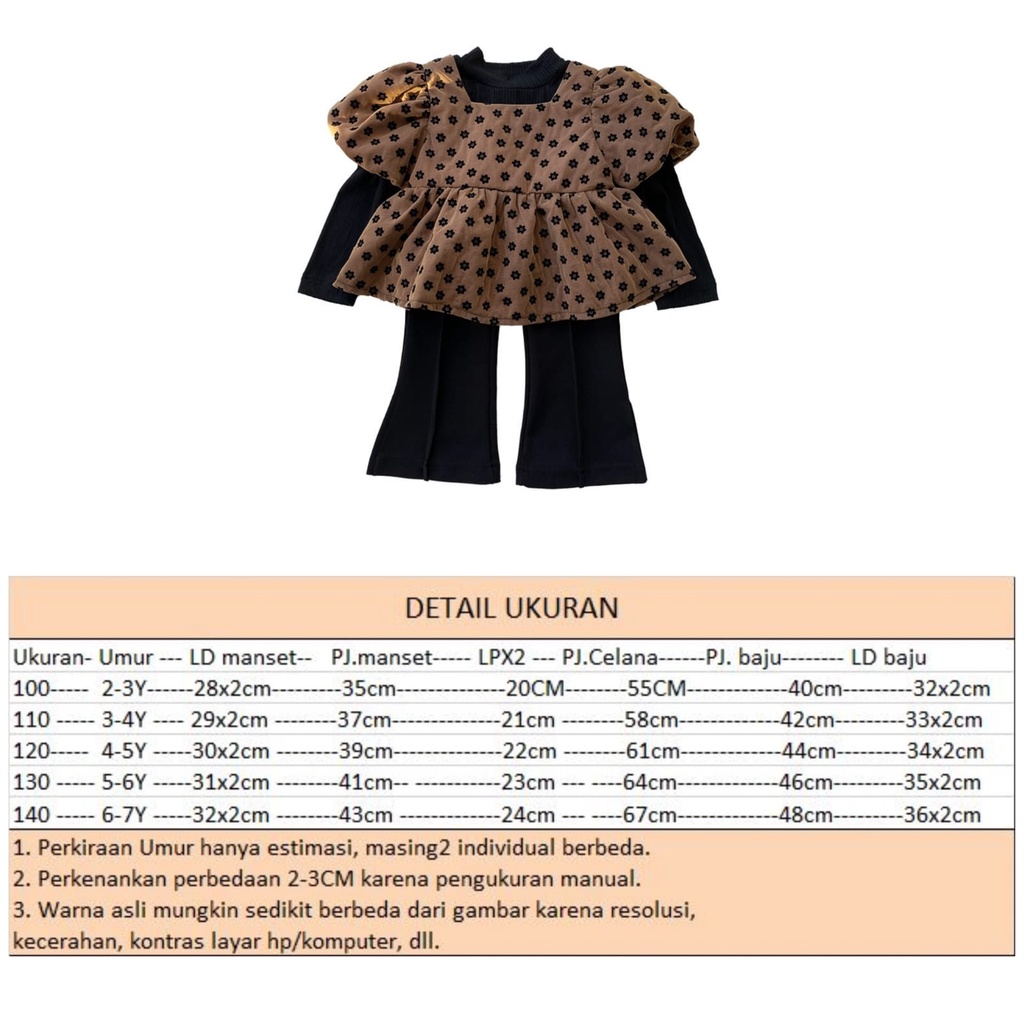 (LOLI-JKT) BS-377 STELAN 3IN1 ANAK CEWEK KIYOWO LATTE SIZE 100-140 BAHAN TEBAL