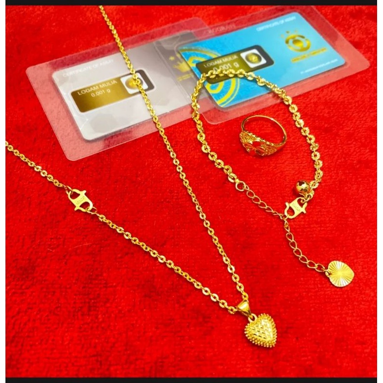 Promo 1set perhiasan wanita motif nuri cantik lapis mas 24k BONUS LOGAM MULIA