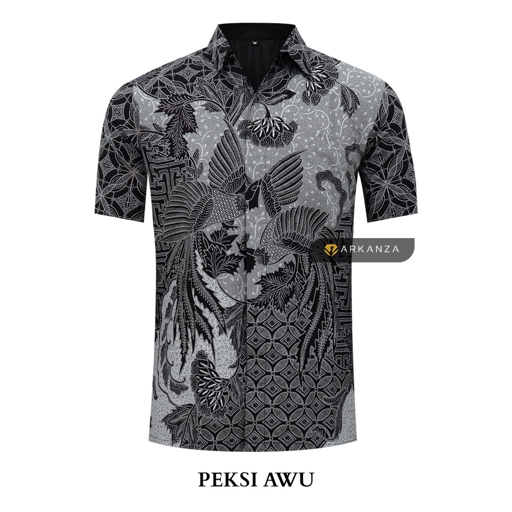GUDANG BATIK ARKANZA LENGAN PENDEK Kemeja Baju Batik  Slimfit Full Lapis Furing Original