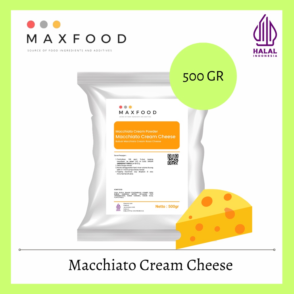 

MAXFOOD - Macchiato Cream Cheese / Bubuk Topping Minuman Macchiato Rasa Keju 500 GR