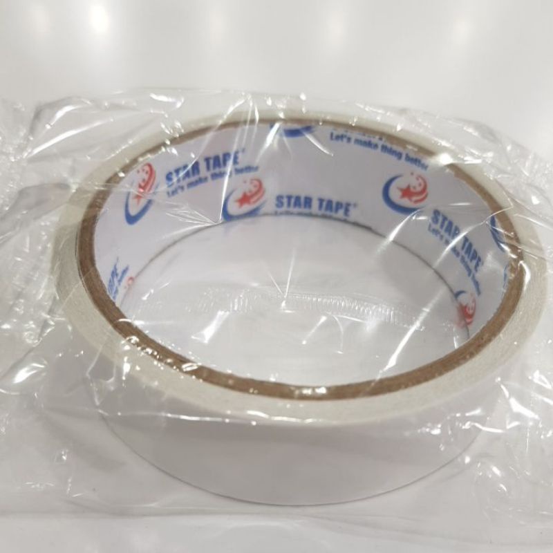 DOUBLE TAPE SELOTIP/ LAKBAN MURAH PUTIH MERK RANDOM 24MM/ 12MM - 5 METER