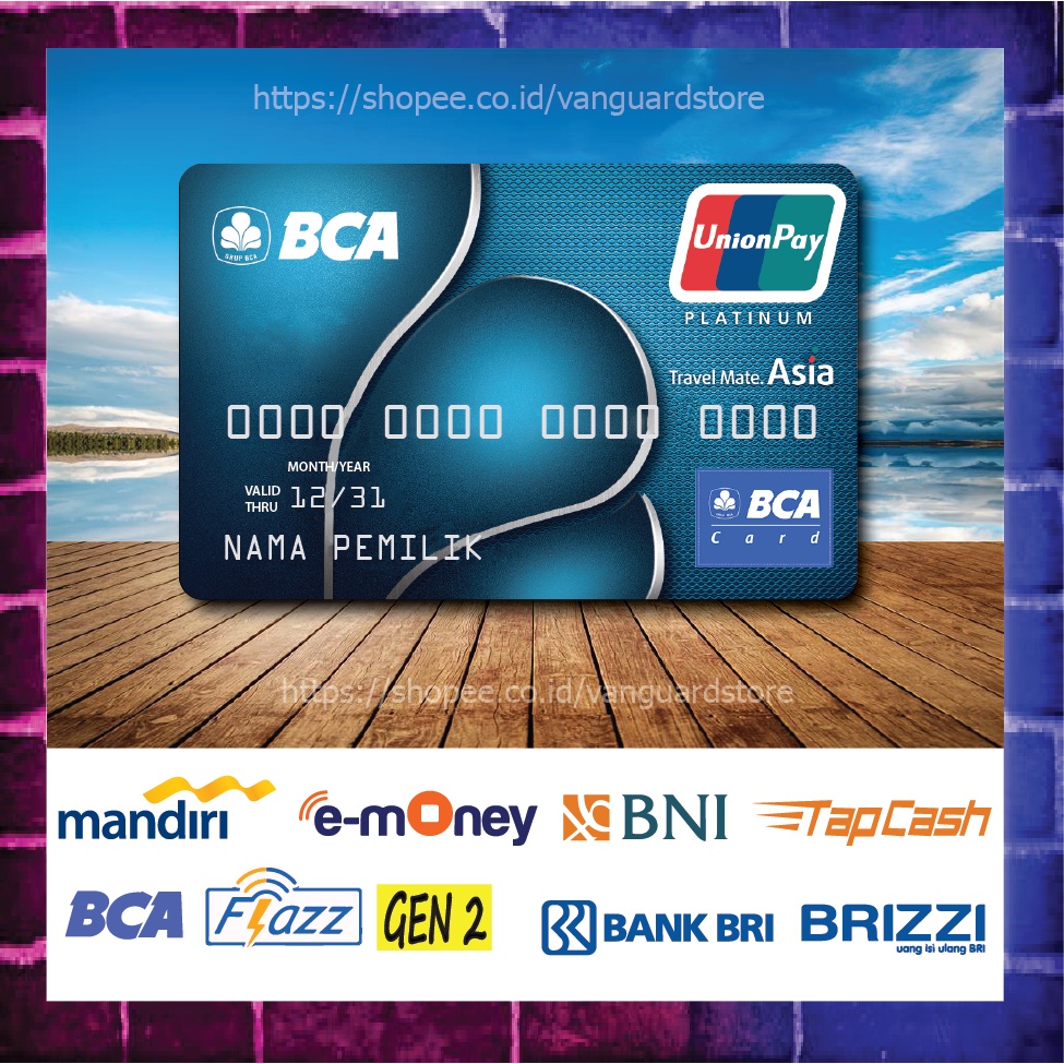 KARTU E MONEY E TOLL KARTU UNIONPAY DEBIT CREDIT EMONEY MANDIRI FLAZZ BCA BNI TAPCASH BRIZZI BRI - 1 SISI