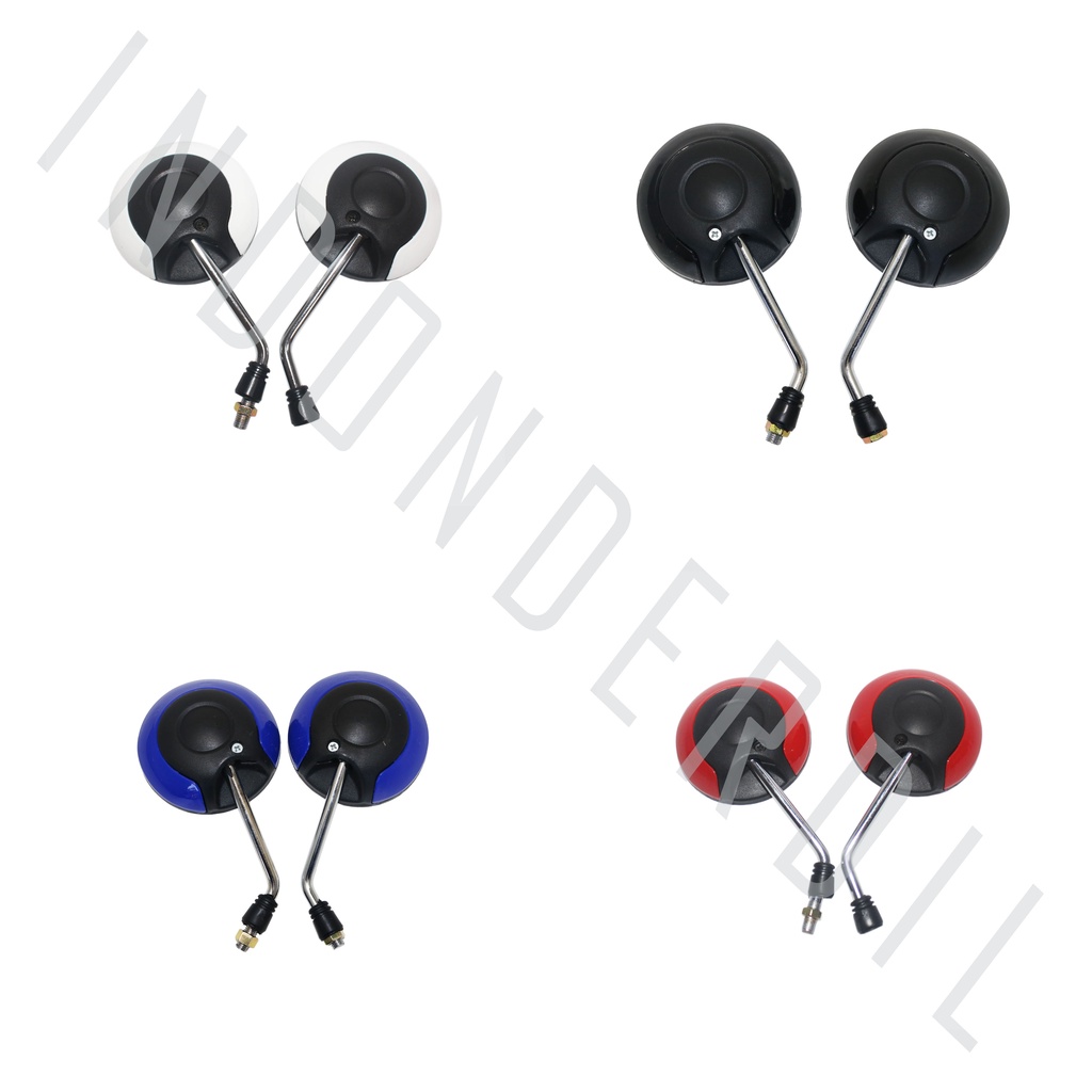 Kaca Spion Standar Model Scoopy Karbu FI eSP Gagang Chrome Merah-Biru-Hitam-Putih Bisa Untuk Motor Honda Kanan Kiri Drat Kanan Beat Grand Spacy Supra dll