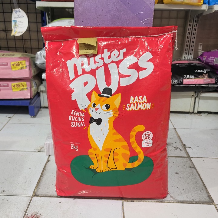 GRAB/GO-JEK Makanan Kucing Mister Puss Salmon Kemasan 8KG