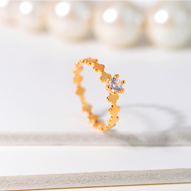 Cincin Emas Solitaire Clover- Toko Emas Gadjah