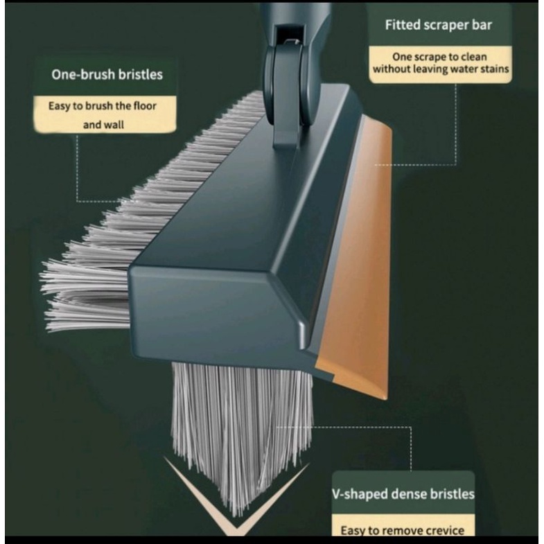 Sikat Lantai Wiper Pembersih Lantai Dinding Kamar Mandi Gagang Panjang Portable Sapu Lancip Model V