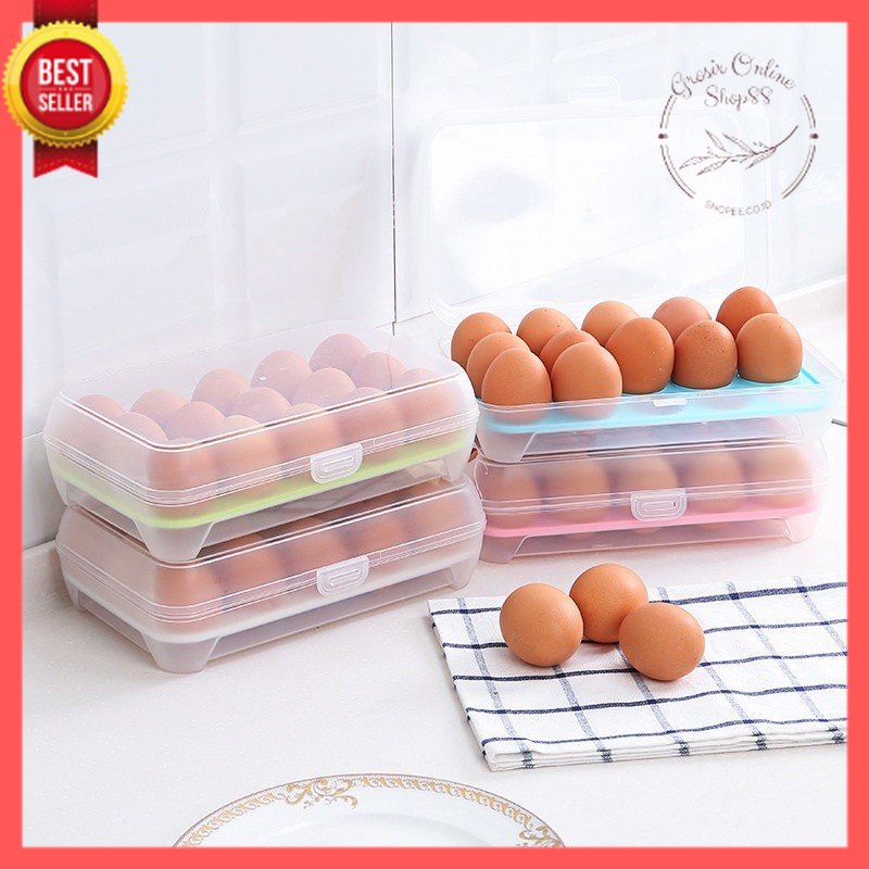 GOS -I307- Kotak Telur Egg Box - Box Telur 15 Lubang - Tempat Penyimpanan Telur Organizer Box