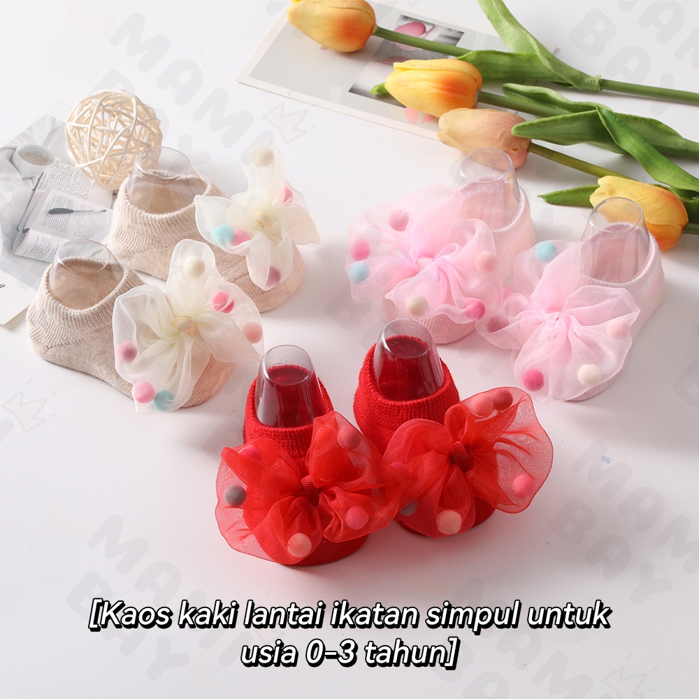 OKEYI kaos kaki bayi perempuan 0-3 tahun/kaus kaki bayi anti slip motif ribbon/twilly lucu