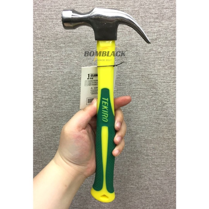 Palu Kambing 8 OZ TEKIRO Claw Hammer Gagang Karet Fiber Tidak Licin