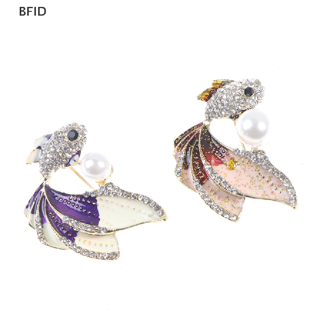 [BFID] 1pc Kristal Berlian Imitasi Ikan Mas Bros Wanita Brooch Pin Aksesoris Pakaian [ID]