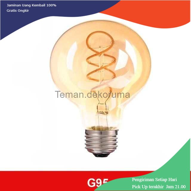 TD - LMP Grensk Lampu Pijar Filamen Bohlam Edison E27 Dimmable Warm White 4W - G95