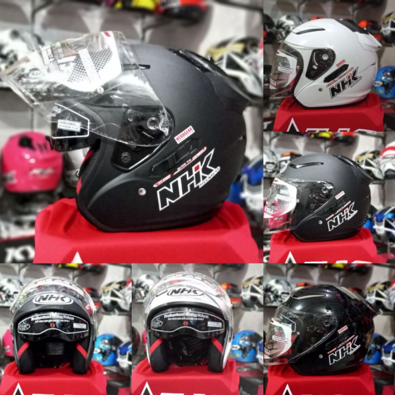 Jual Helm half face Nhk r1 solid hitam dof , putih 100ORIGINAL
