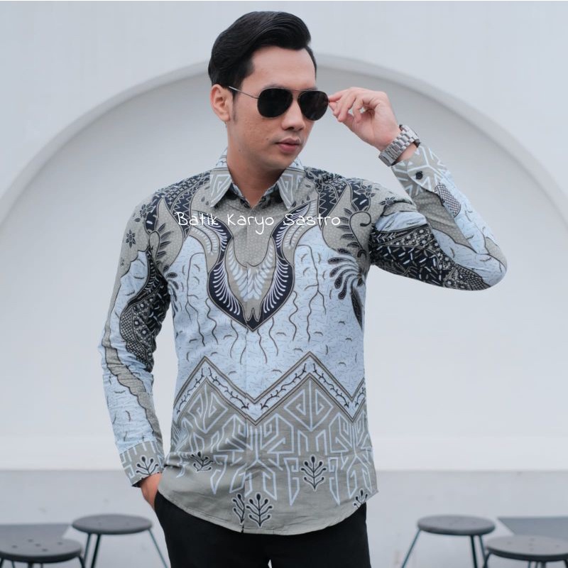 Baju Kemeja Batik Pria Lengan Panjang Modern Slimfit Katun Full Furing