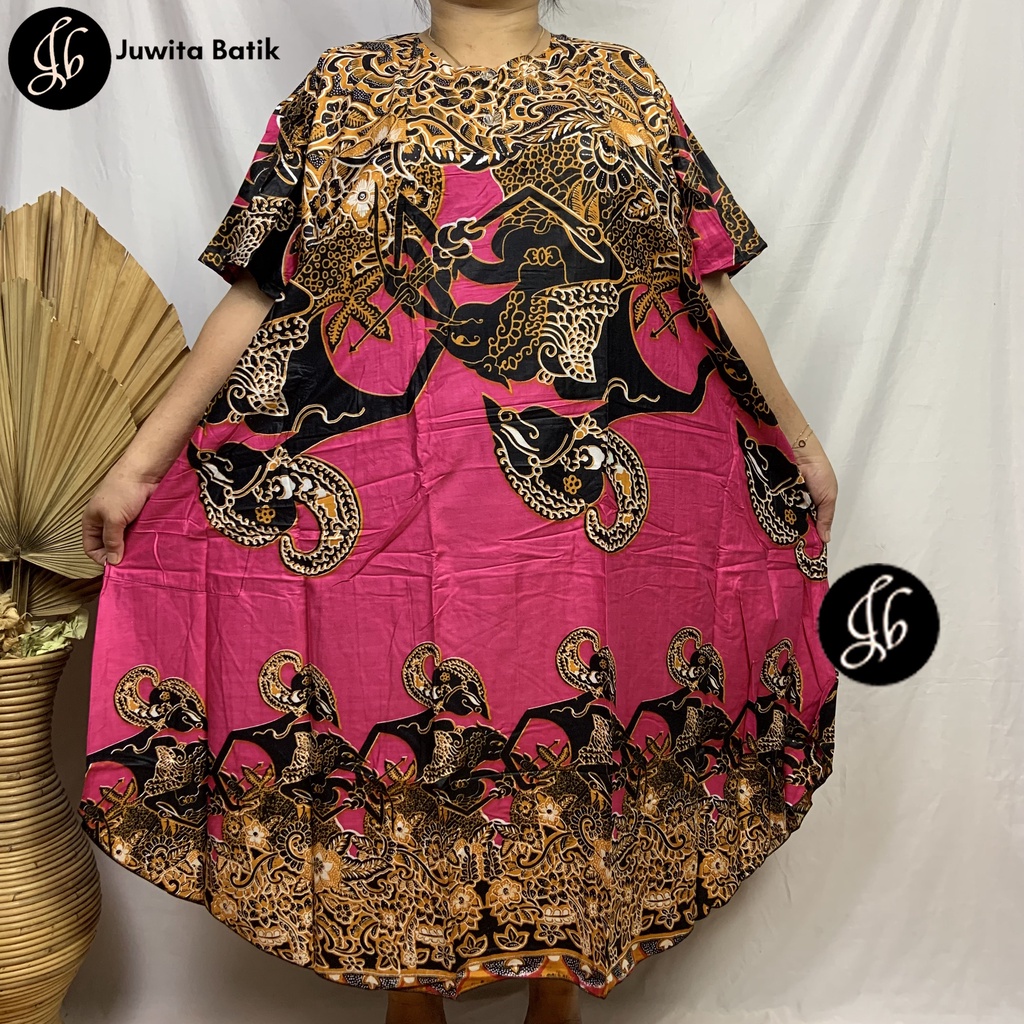 Juwita Batik - Daster Payung Jumbo LD 130 3XL Model Busui Kancing Dada Motif Wayang Seri Warna Busui Friendly Murah Meriah