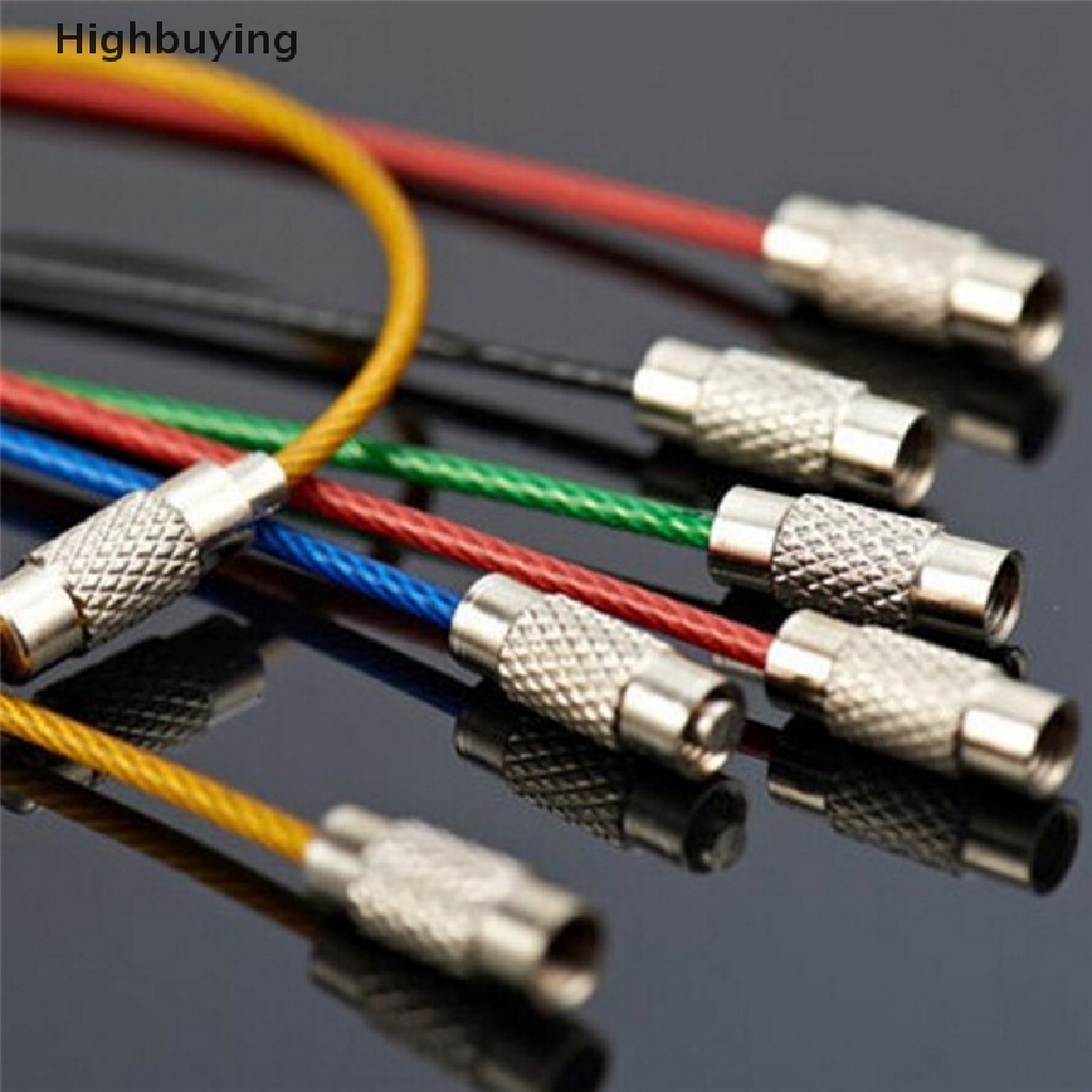 Hbid 5PCS Kawat Stainless Steel Gantungan Kunci Kabel Key Ring Chains Outdoor Hiking Fashion Glory