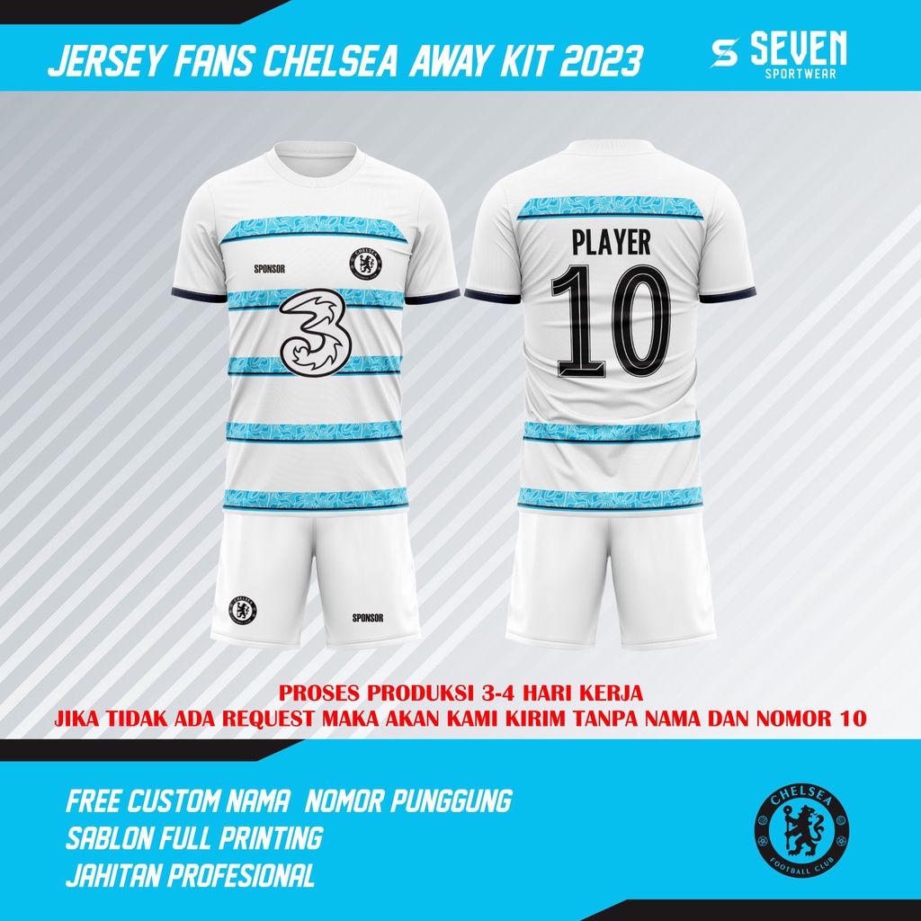 Jersey Futsal Fans Club CHELSEA away 2023 bisa custom Full Printing Dryfit Premium