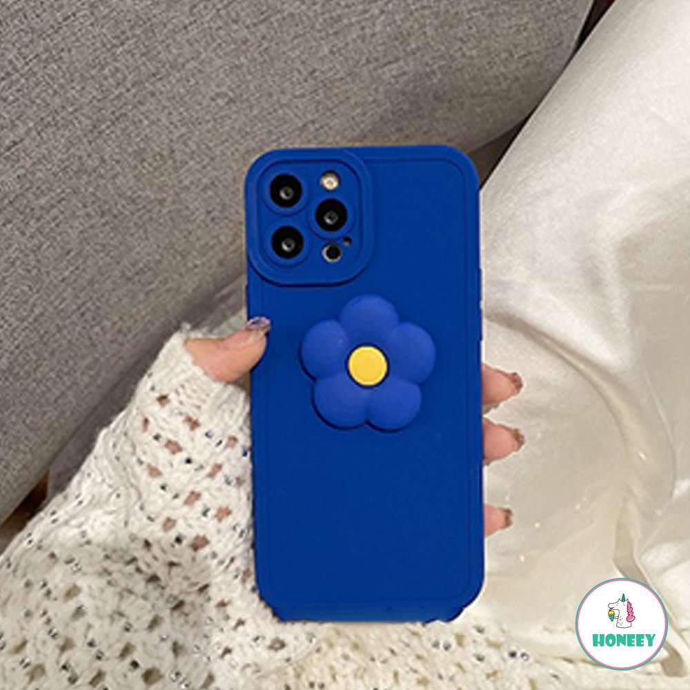 3D Klein Blue Flower Floral Phone Case compatible for IPhone Xr 7Plus 8Plus X XS 14 13 11 12 Pro Max Shock Resistant Anti Knock Soft TPU Cover