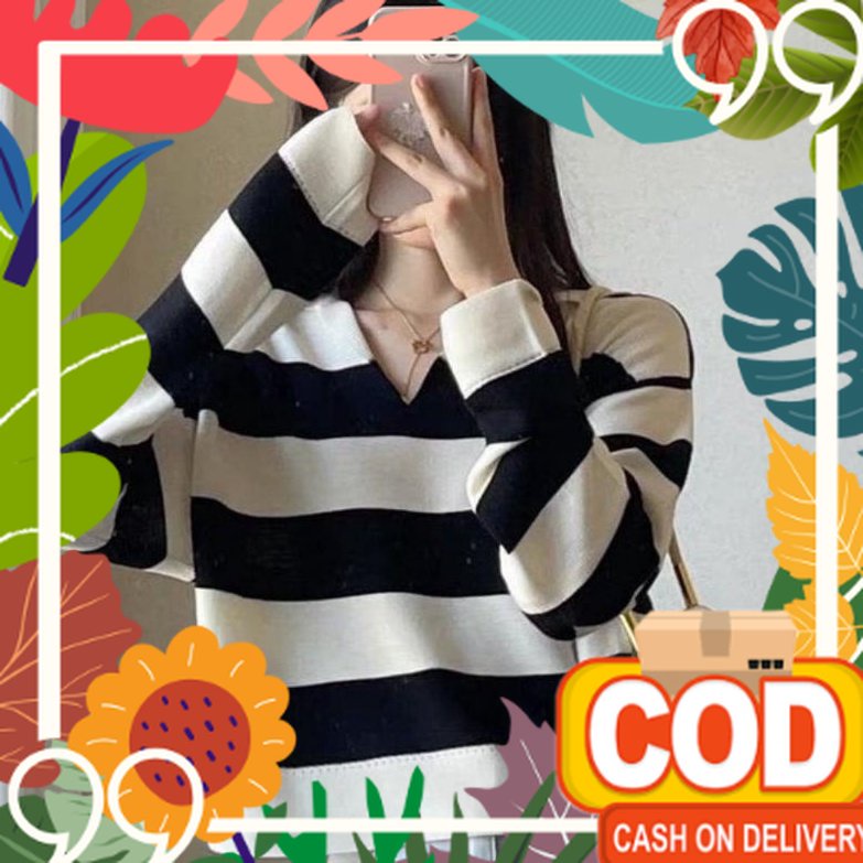 Cewe Modis artist / FUJI RAJUT BB30-50KG CROPTOP BLASTER GARIS SALUR FUJI SWEATER BAJU BELANG BAJU K