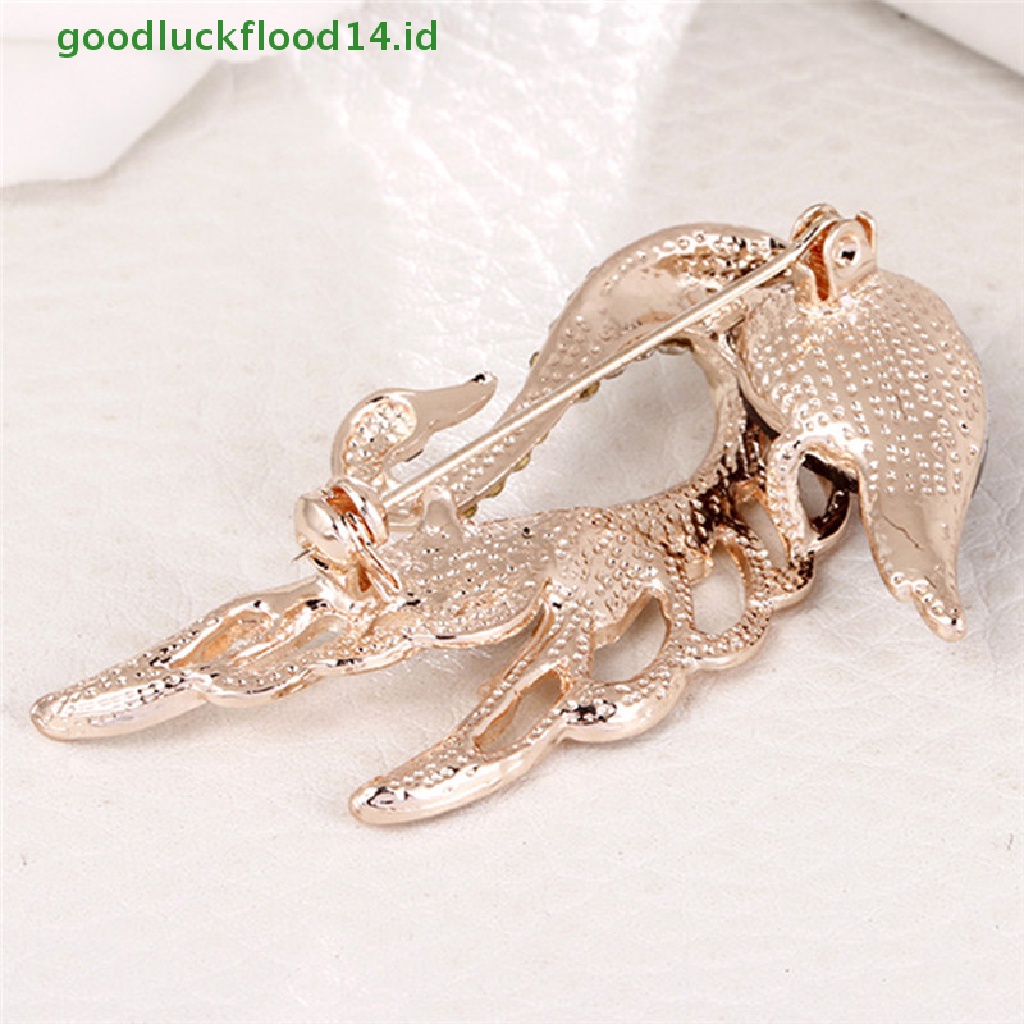 [GOOGFOUR] Berlian Imitasi Swan Bros Kristal Hewan Bros Jas Kerah Pin Perhiasan [TOP]