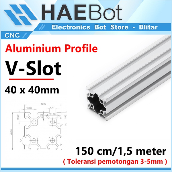 [HAEBOT] Aluminium Profil V Slot 4040 40x40 AP4040 Alumunium 1.5 Meter Profile Frame CNC Extrusion Mini Kerangka Mekanik Series 40mm x 40mm 3D Printer