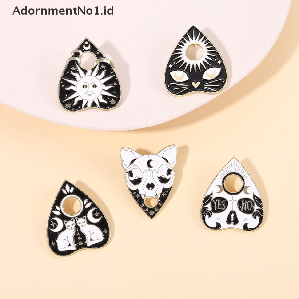 [AdornmentNo1] Witchcat Matahari Bulan Kucing Ouija Enamel Pin Bentuk Hati Bros Kerah Lencana Hitam Punk Gothic Perhiasan Hadiah Untuk Teman Anak [ID]