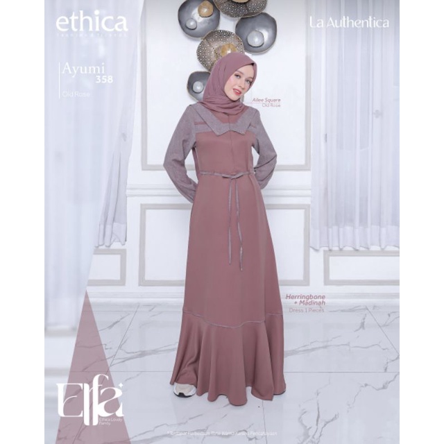 Ethica Couple 165 Old Rose Ayumi 358 Old Rose Kahfi 252 Old Rose Baju Muslim Gamis Couple Series Terbaru Lebaran 2023