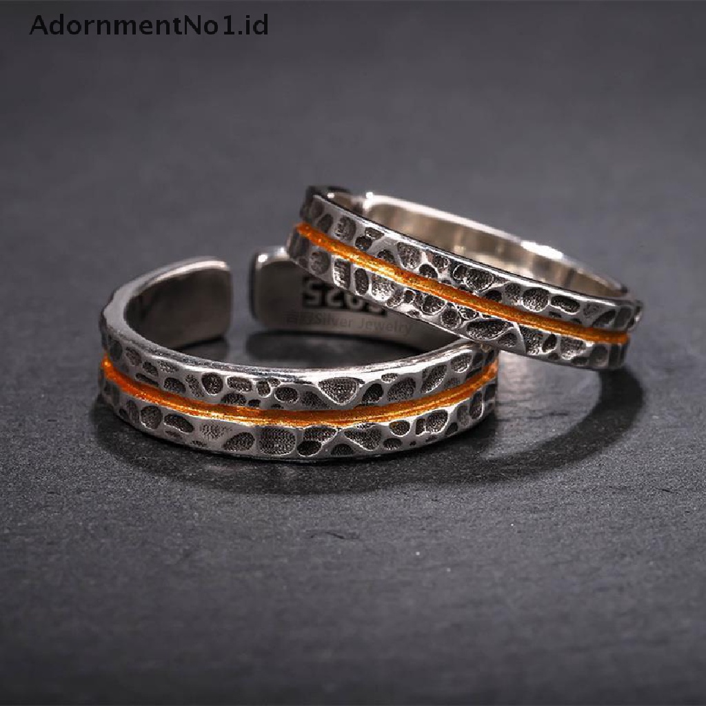 [AdornmentNo1] Retro Batu Dinding Tidak Teratur Cincin Mode Vintage Pasangan Mode Cincin Pembukaan Yang Dapat Disesuaikan Thai Perak Cincin Aksesoris Perhiasan Hadiah [ID]