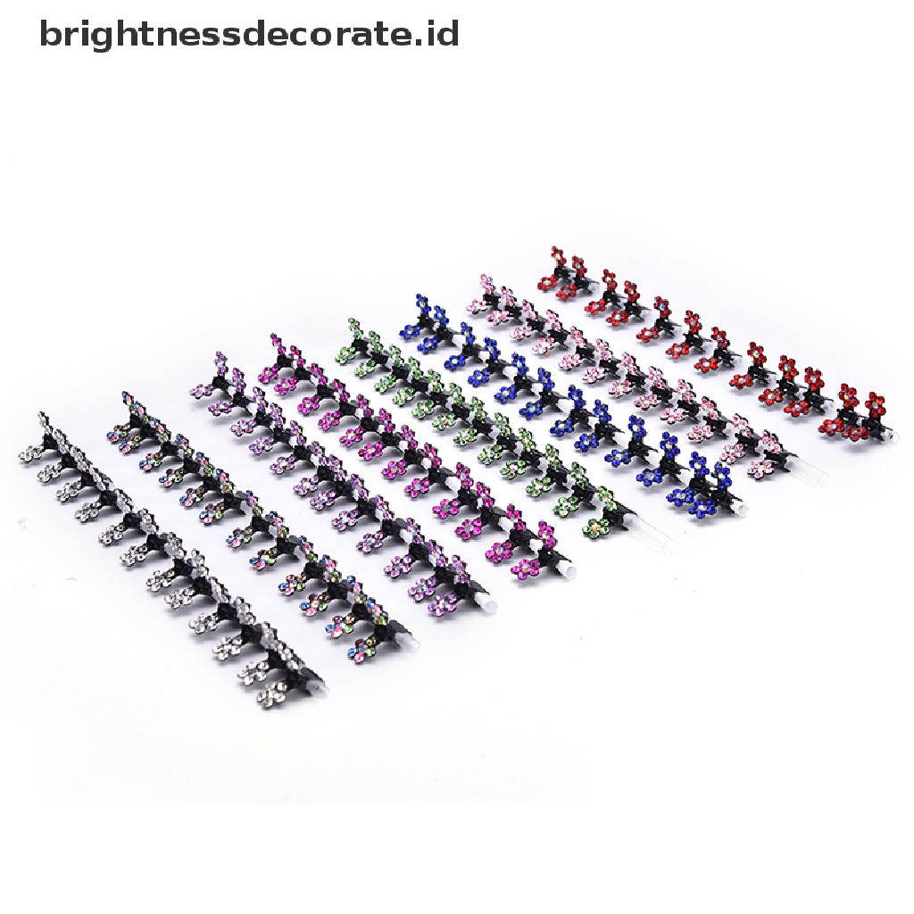 [Birth] 12pc Kristal Bunga Mini Cakar Hair Clip Hair Pin Aksesoris Rambut Bayi Perempuan Lady [ID]