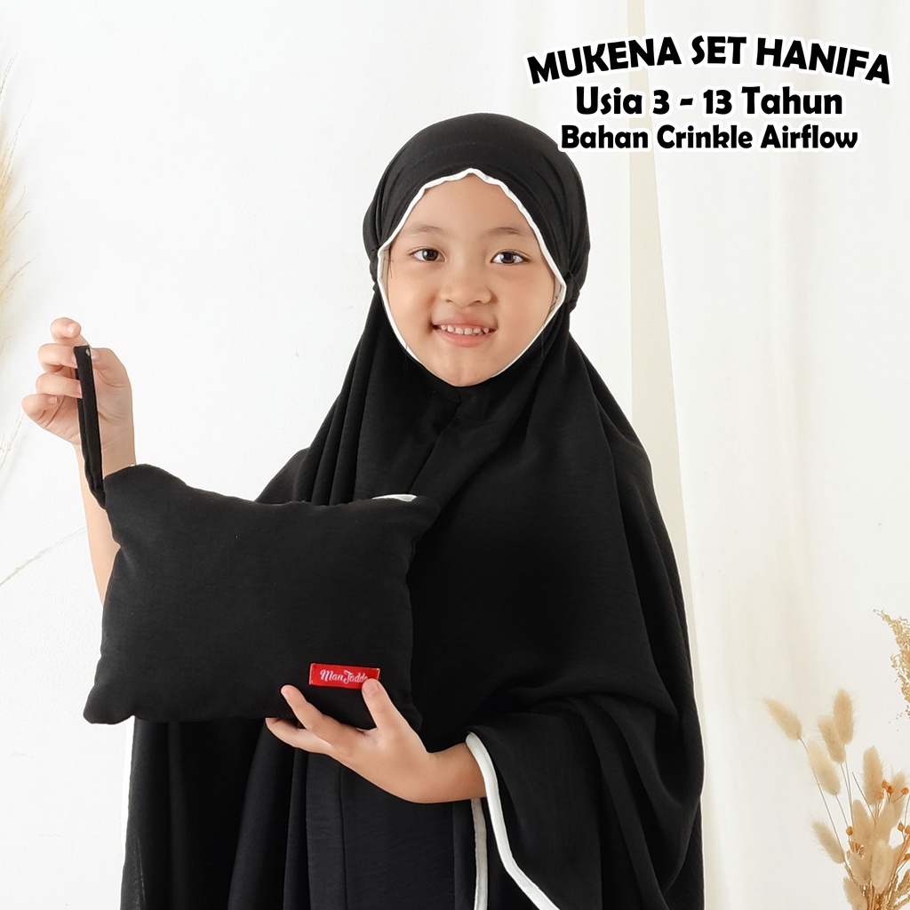 ManJadda -  Mukena Anak 2-15 Tahun Polos Crinkle Airflow Mukenah Travel Anak dan Usia Tanggung Premium Original Bandung