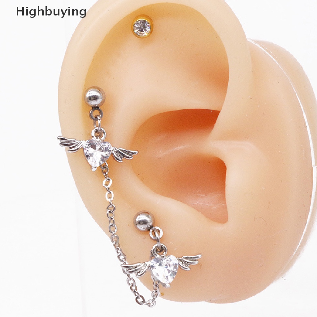 Hbid Sayap Malaikat Hati Double Lobe Helix Anting Rantai Tulang Rawan Anting Stud Glory